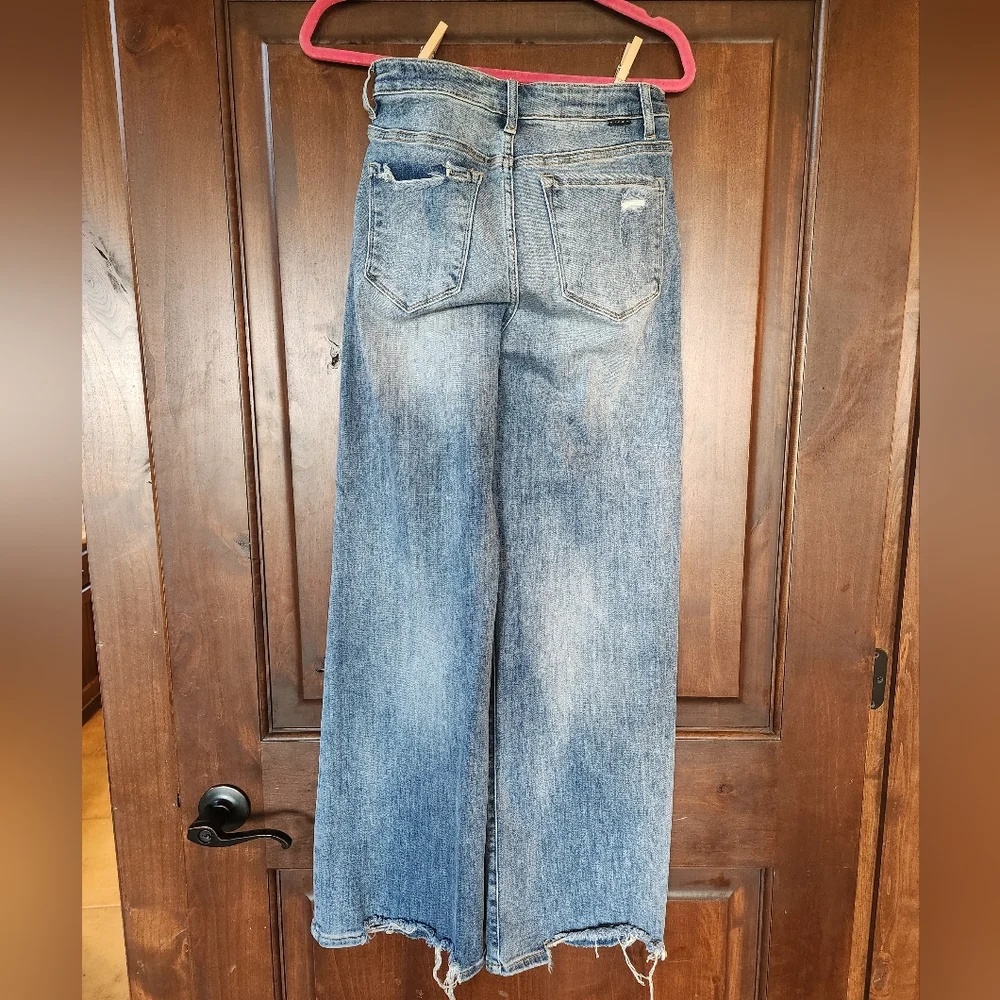 Risen Wide-leg Light Destressed Jeans *worn Once* - Picture 2 of 3